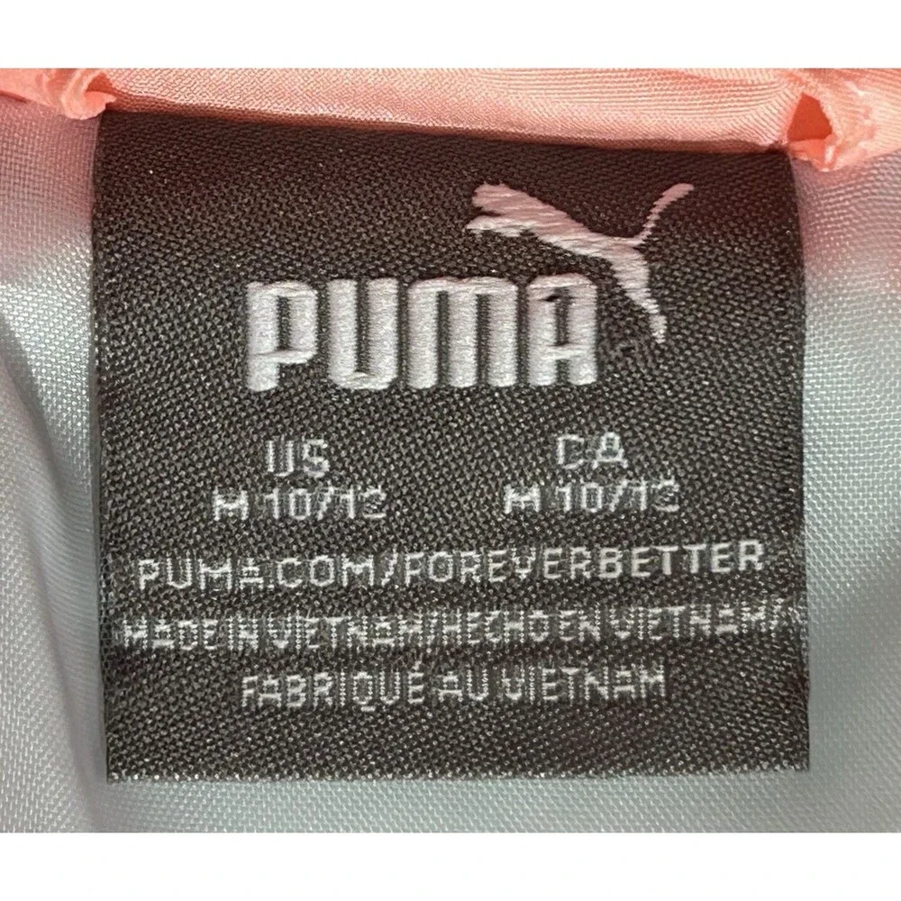 PUMA Kids Colorblock Puffer Vest, Size M (10/12), Pink/White/Blue — NWOT